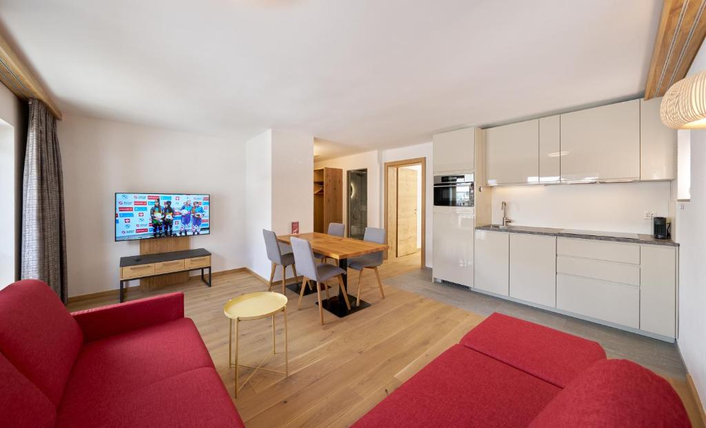 Kuchyň nebo kuchyňský kout v ubytování Aparthotel Grischuna