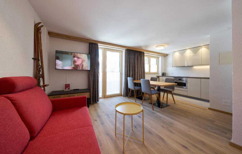 Kuchyň nebo kuchyňský kout v ubytování Aparthotel Grischuna