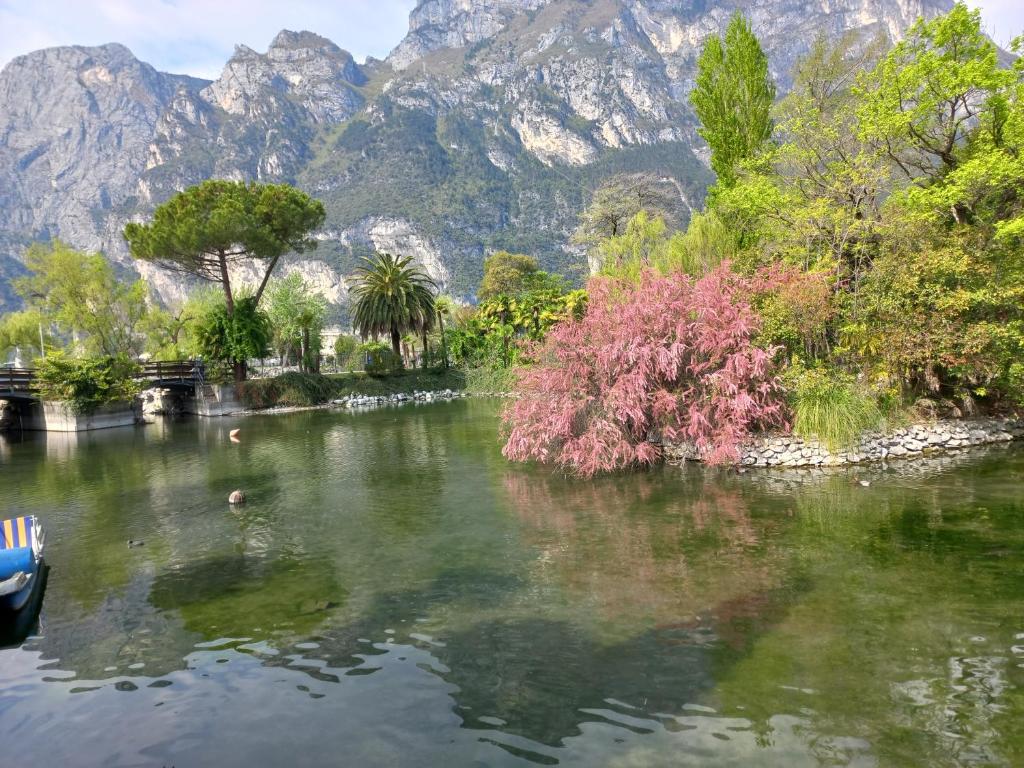 a lake with trees and mountains in the background at Riva del Garda in Riva del Garda