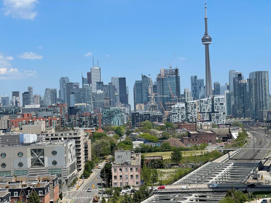 a view of a city with the seattle skyline at TORONTO SKYLINE VIEW CONDO LIBERTY VILLAGE (Private Room & Bath) in Toronto