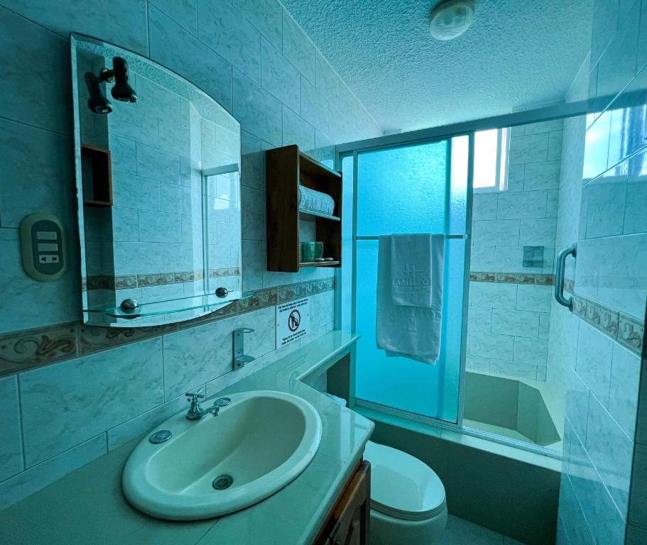 Koupelna v ubytování Apart Hotel Hamilton