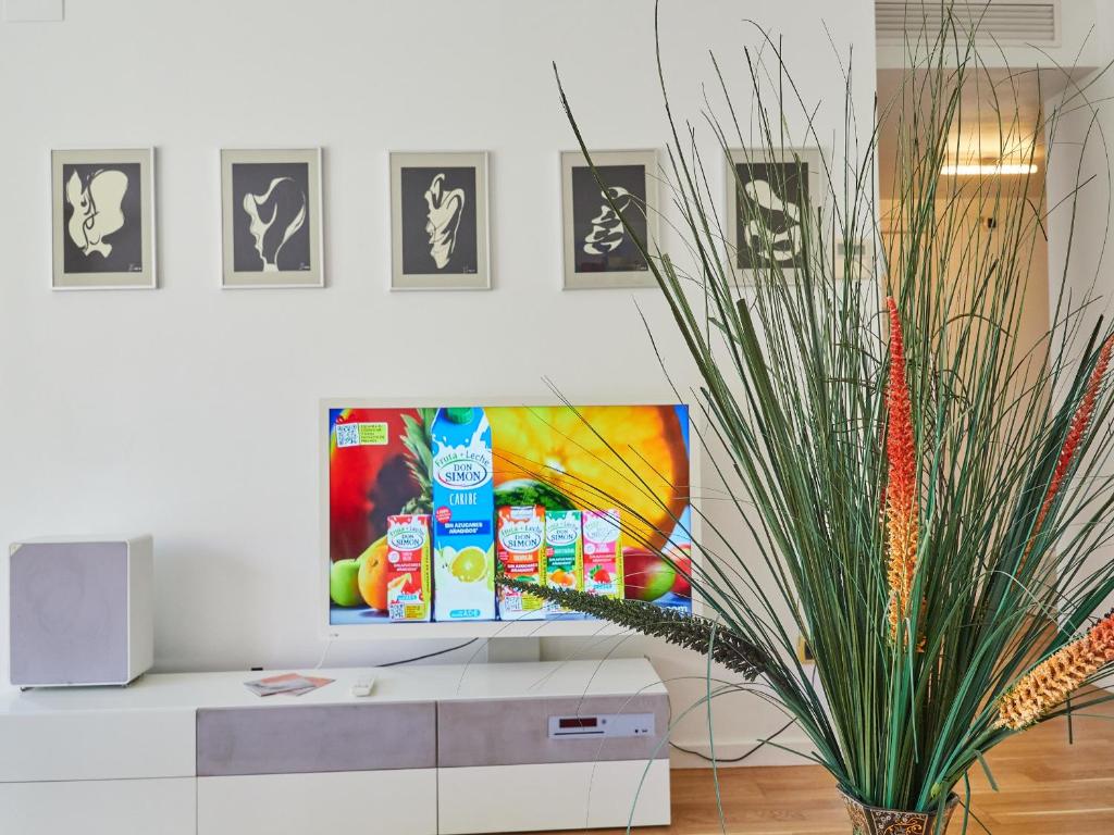 TV a/nebo společenská místnost v ubytování Vila Olimpica Pool Suites