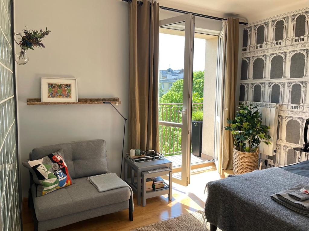 Posteľ alebo postele v izbe v ubytovaní Słoneczny Apartament Koszykowy!