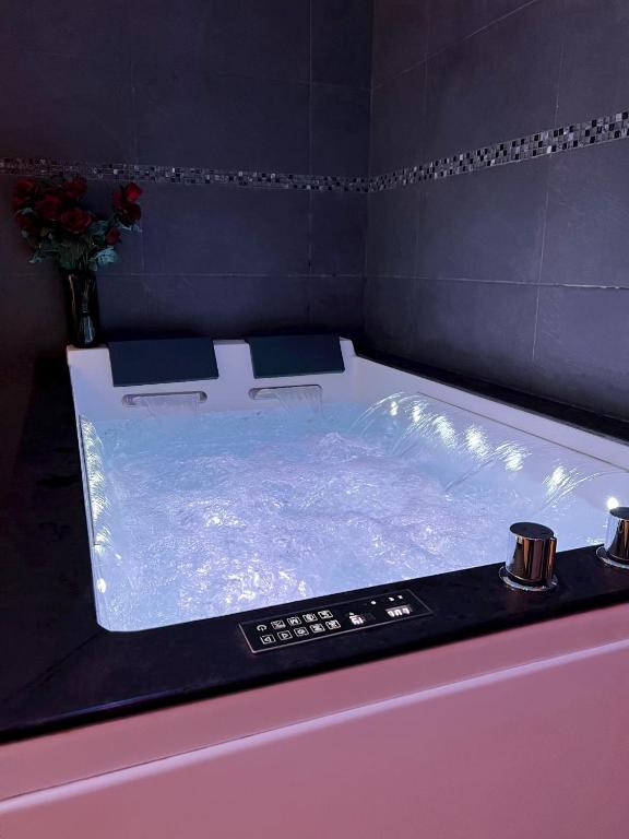 a jacuzzi tub in a room with aperature at Le 37 - Appartement privatif avec Jaccuzi in Saint-Étienne