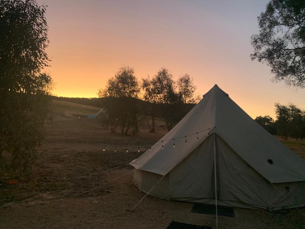 Východ nebo západ slunce při pohledu z luxury tent nebo okolí
