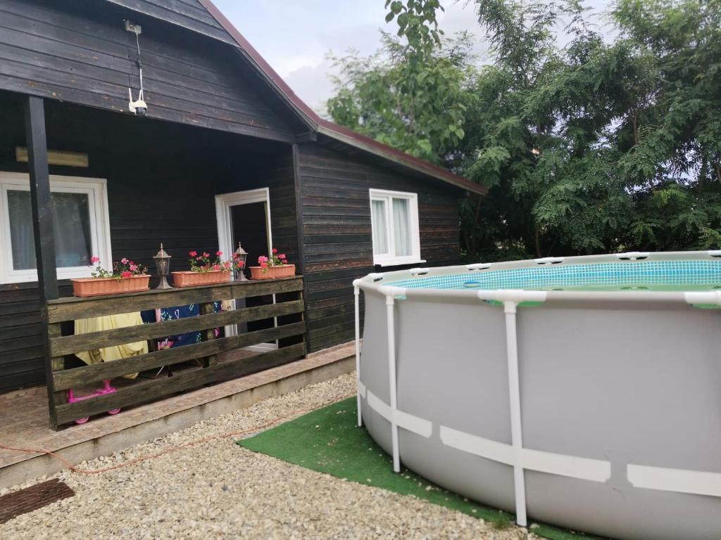 una piscina frente a una casa en Cabana Oprișor, en Ocna Sibiului