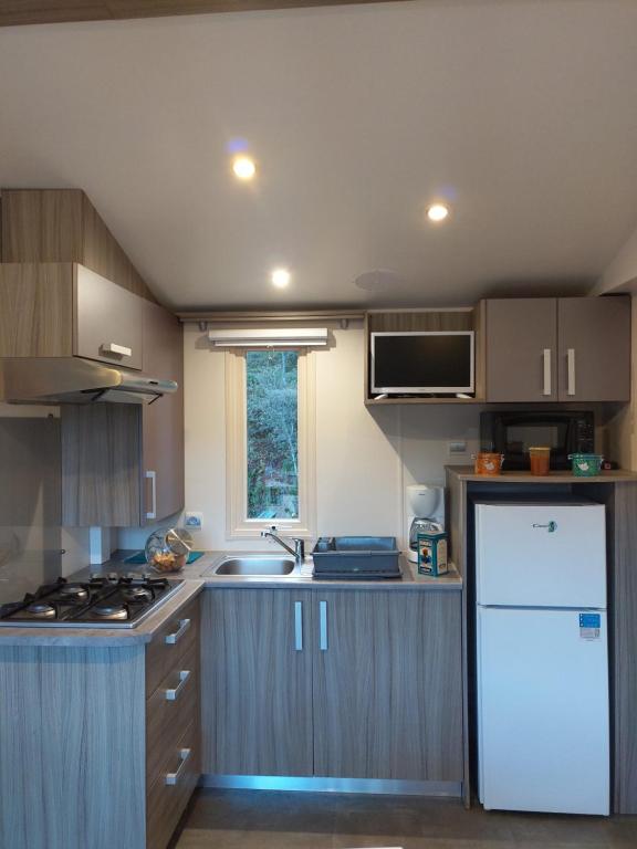 Kuchyň nebo kuchyňský kout v ubytování Camping TIKITI