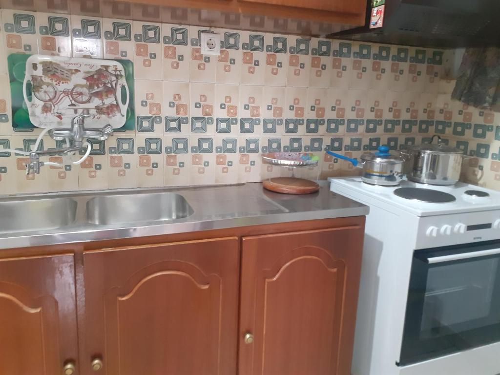 Kuchyň nebo kuchyňský kout v ubytování Vagelis 2 Nemea apartments