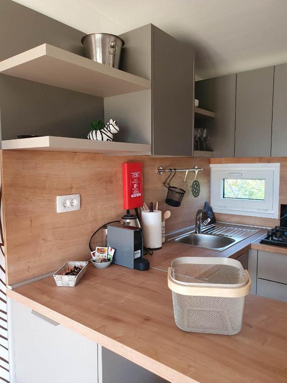Kuchyň nebo kuchyňský kout v ubytování Mobile Homes Karlo & Dino