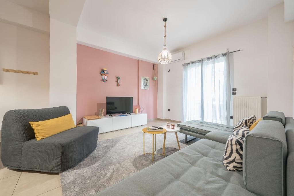 Posedenie v ubytovaní Confy Living Apartment Metaxourghio Metro Station
