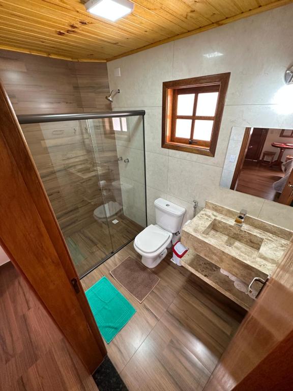 Koupelna v ubytování Pousada Requinte da Serra