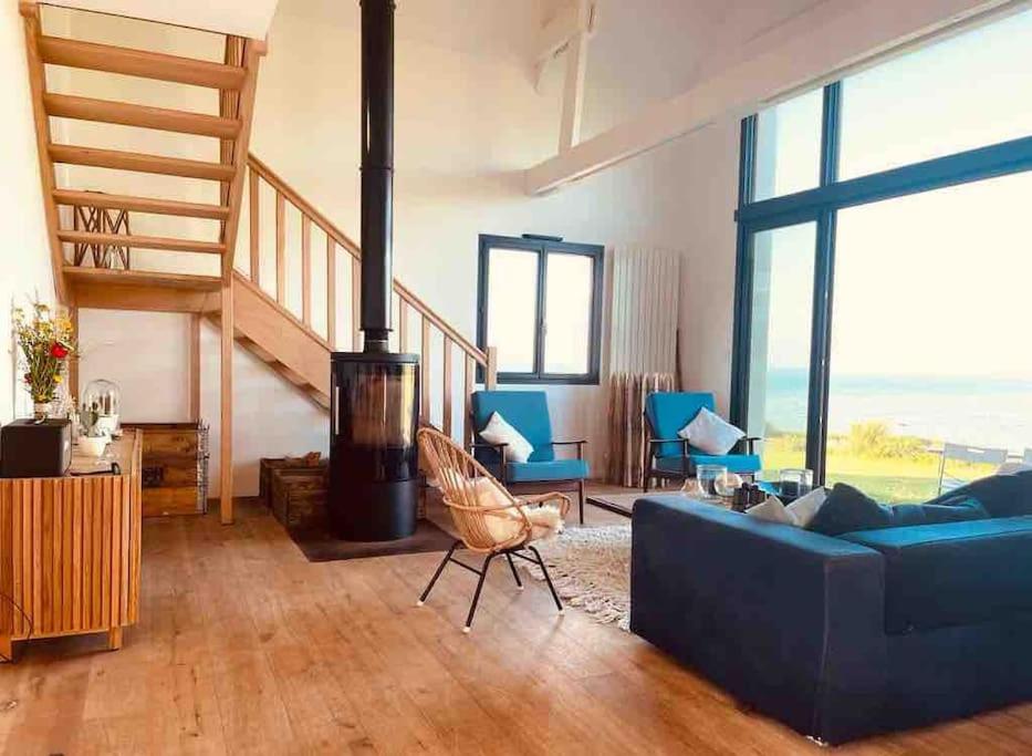 Posezení v ubytování Villa vue exceptionnelle sur le Cap Gris-Nez