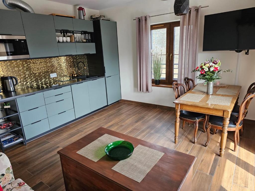 Kuchyň nebo kuchyňský kout v ubytování Green Park Resort A8 - Apartament Waloński - z dostępem do basenu, sauny, jacuzzi, siłowni - Widok z 3 stron budynku