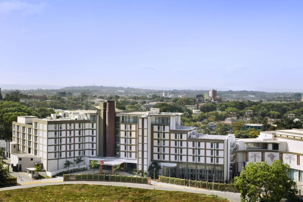 an aerial view of a large white building at Accra Marriott Hotel in Accra