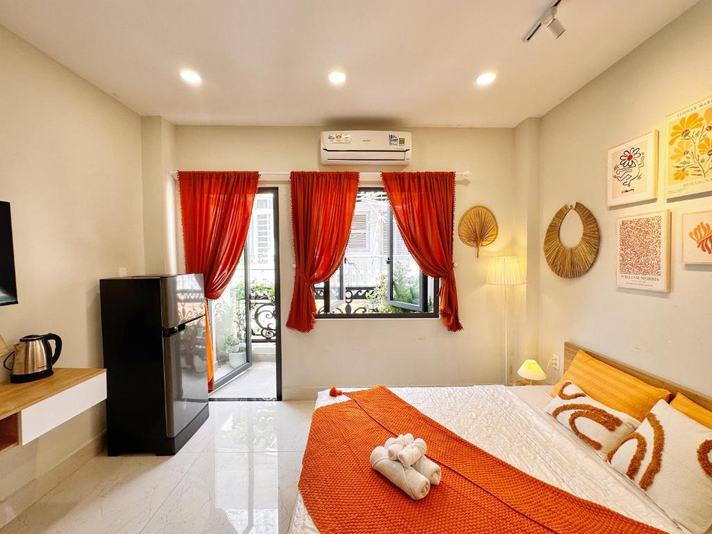 Ένα ή περισσότερα κρεβάτια σε δωμάτιο στο LalaHouse Spring Apartment - Saigon Center