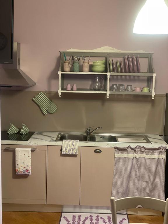 Kuchyň nebo kuchyňský kout v ubytování La lavanda di Poppi-mini appartamento