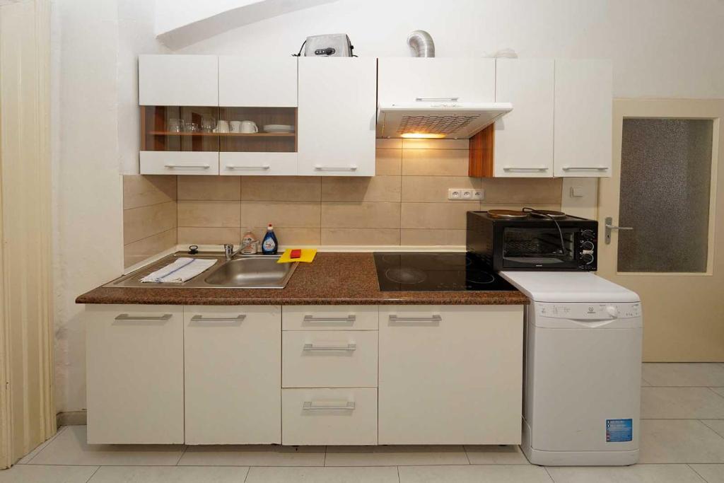 Kuchyň nebo kuchyňský kout v ubytování Apartment Americká 8