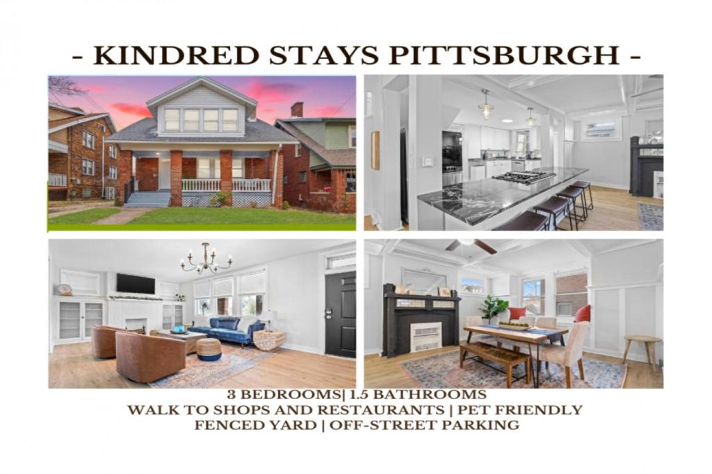 een collage van drie foto's van een huis bij Charming 3-Bedroom Home Near Downtown Free Parking in Pittsburgh