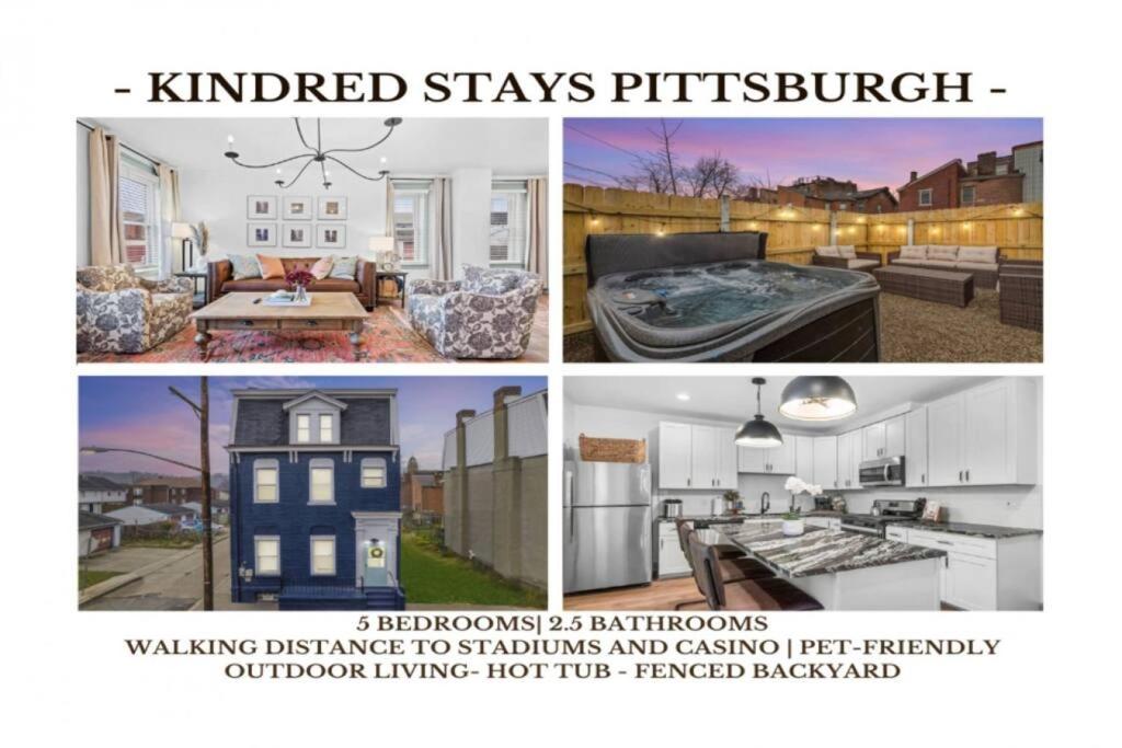 a collage of four pictures of a house at NEW! High-end Manchester Home w/ a hot tub in Pittsburgh