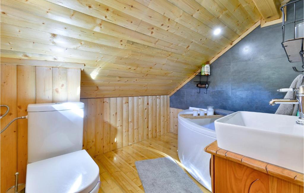 a bathroom with a toilet and a sink and a tub at Beautiful Home In Kraljev Vrh With Wifi in Kraljev Vrh