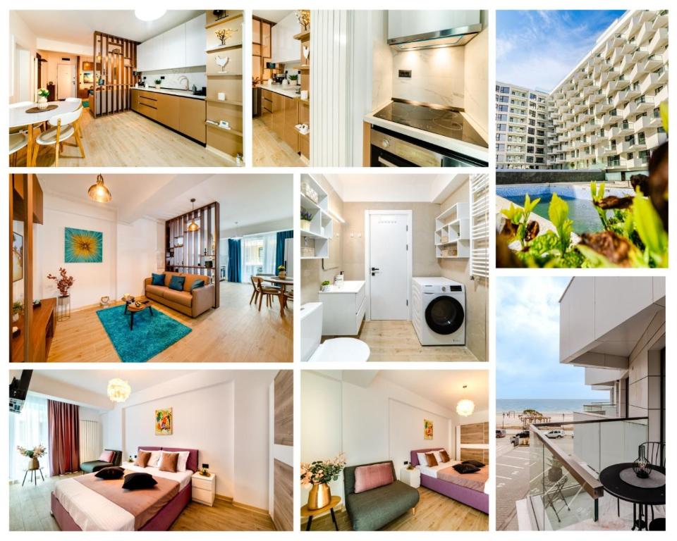 un collage de photos d'un appartement dans l'établissement Divin & Adorabil Infinity Resort, à Mamaia Nord – Năvodari