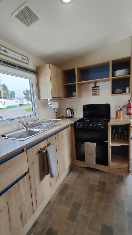 Kuchyň nebo kuchyňský kout v ubytování 3 Bedroom Stylish Caravan - Vans With Business Sign Not Allowed