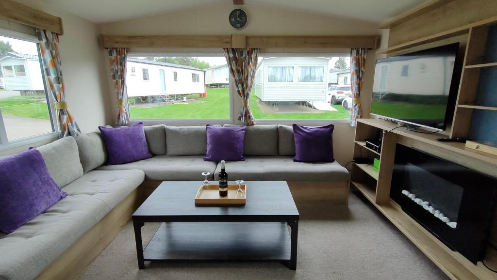 TV a/nebo společenská místnost v ubytování 3 Bedroom Stylish Caravan - Vans With Business Sign Not Allowed