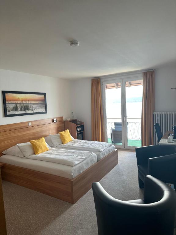 Postel nebo postele na pokoji v ubytování Hotel Seegarten