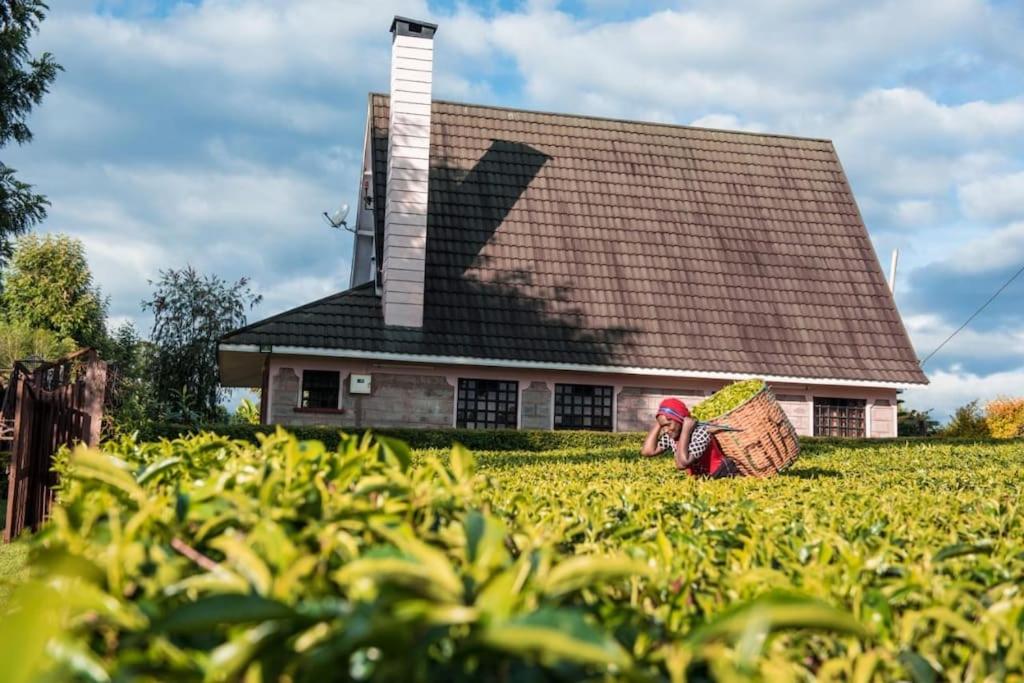 a house in the middle of a field in front at The Tea Cottage in Karatina