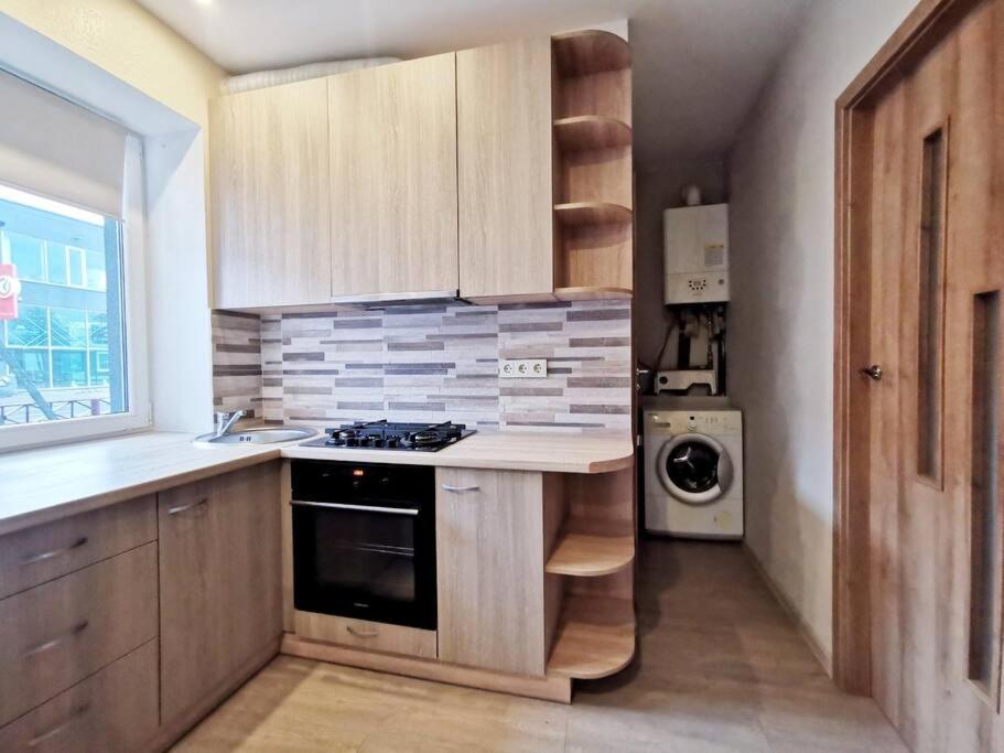 Dapur atau dapur kecil di Apartament near Kaunas Castle