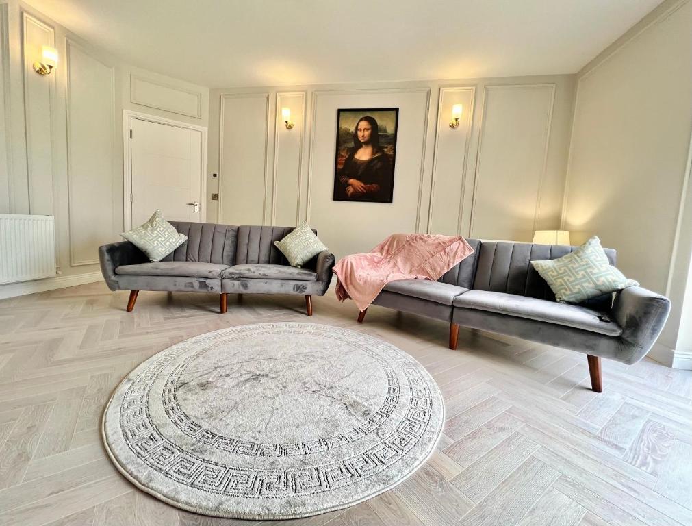 un soggiorno con divano e tappeto di Gems in Ratoath a Ratoath