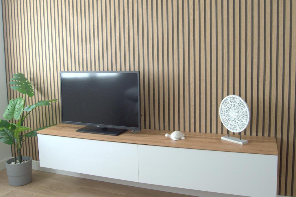 TV a/nebo společenská místnost v ubytování Apartamentos Son do Faro Fisterra