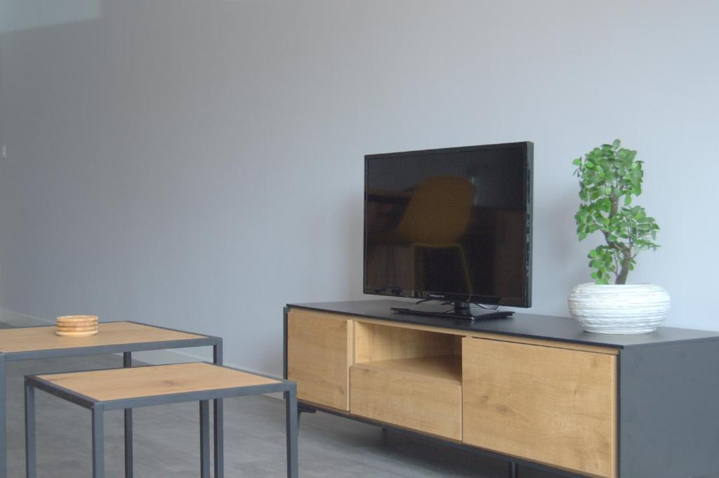 TV a/nebo společenská místnost v ubytování Apartamentos Son do Faro Fisterra