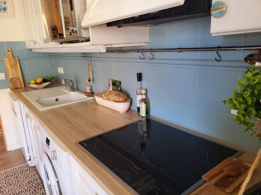 a kitchen with a sink and a counter top at Une invitation à la détente in Nice