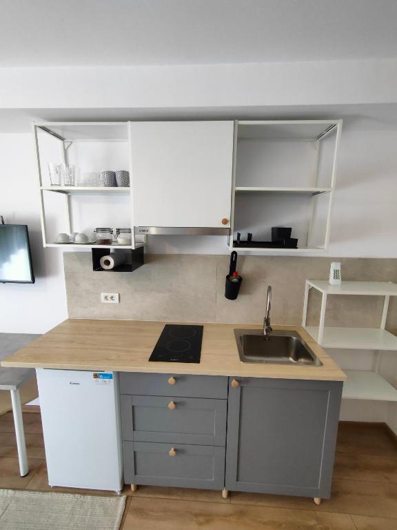 Kuchyň nebo kuchyňský kout v ubytování MDC Apartments