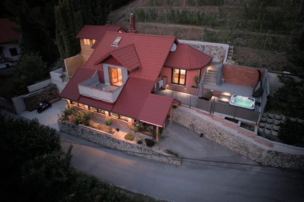 an aerial view of a house with a red roof at Holiday house with a parking space Krapina, Zagorje - 21000 in Krapina