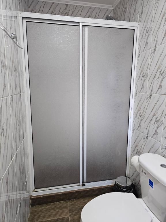 Koupelna v ubytování Cabañas Rosner