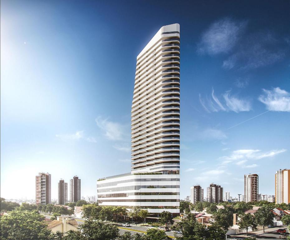 a rendering of a tall building in a city at White 2880 - Pinheiros in Sao Paulo