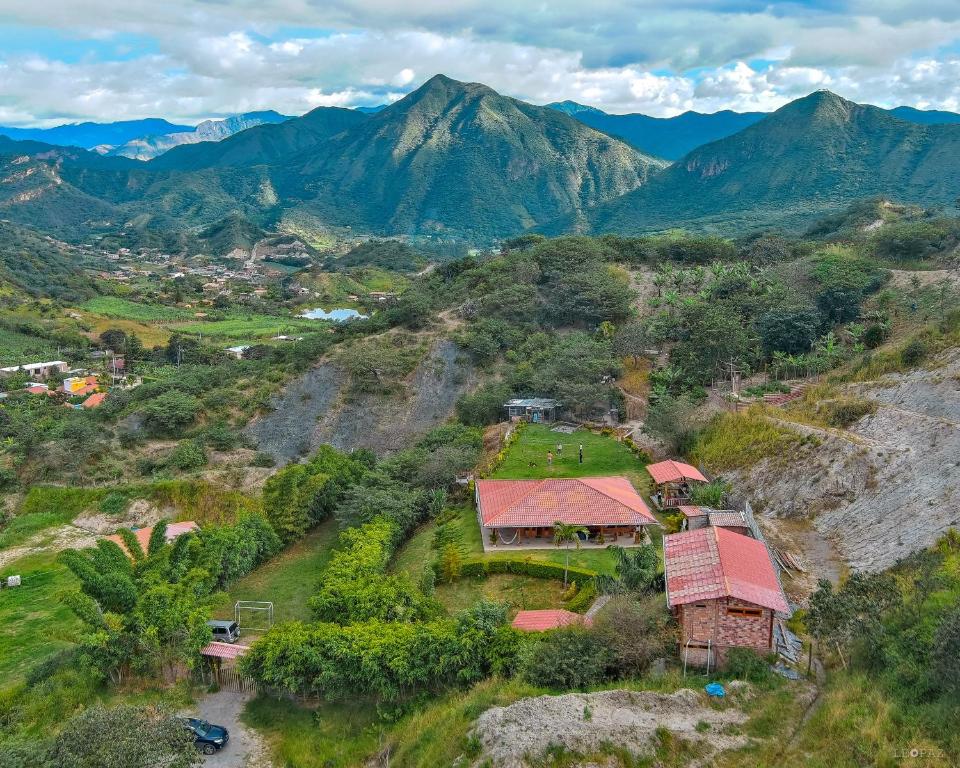 an aerial view of a house on a mountain at Finca Valentina in Valladolid