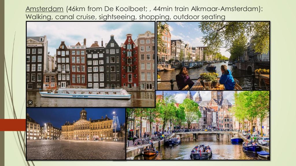 un collage de imágenes de ciudades y edificios en Vakantiewoning De Koolboet, en Koedijk