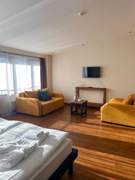 TV a/nebo společenská místnost v ubytování Mountain House Kazbegi
