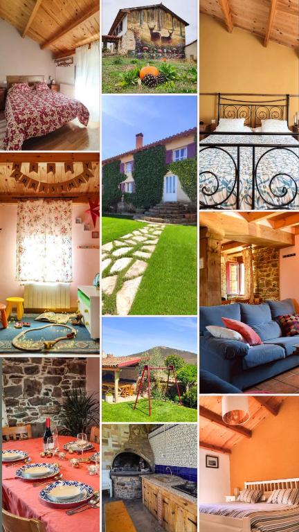 a collage of pictures of a house and a bedroom at Casa Rural Tozolosolobos in Otero de Bodas