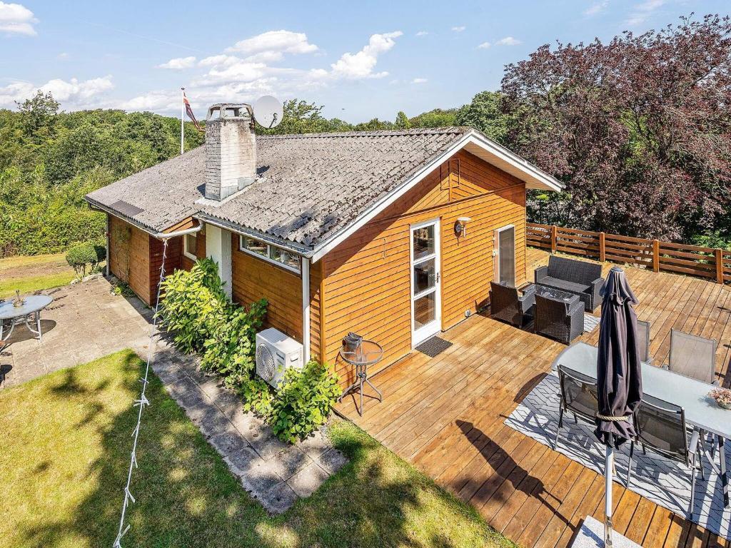 an aerial view of a house with a deck at Holiday home Aabenraa LXXII in Aabenraa