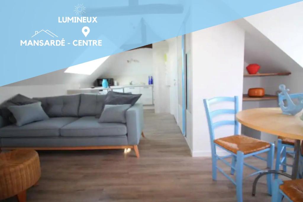 Χώρος καθιστικού στο Appt T2 Les Hortensias 3 étoiles centre Plouharnel proche mer