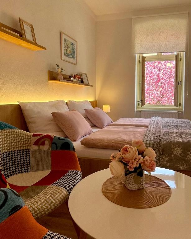 Postel nebo postele na pokoji v ubytování Apartmány Bašta & Wellness