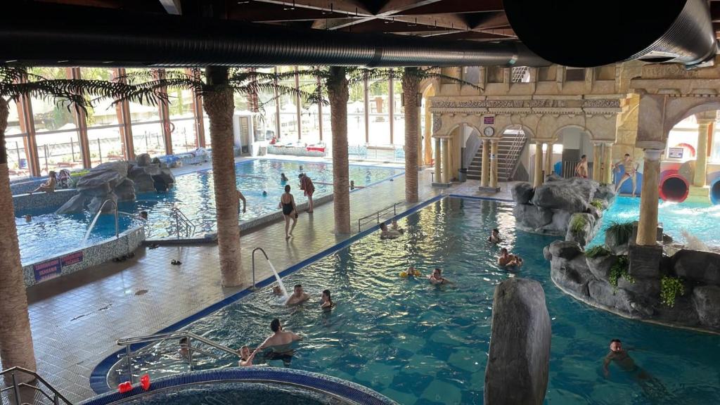 a group of people in a pool at a water park at Apartman TIM LUX 1 in Vrnjačka Banja