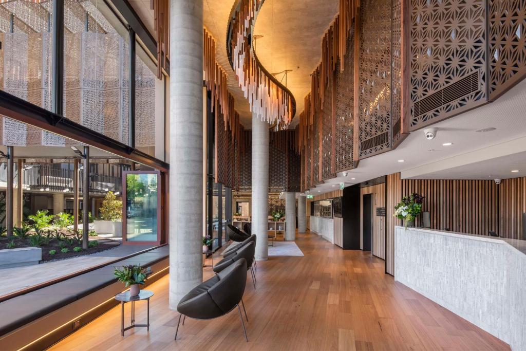 a view of the lobby of a building at Vibe Hotel Adelaide in Adelaide