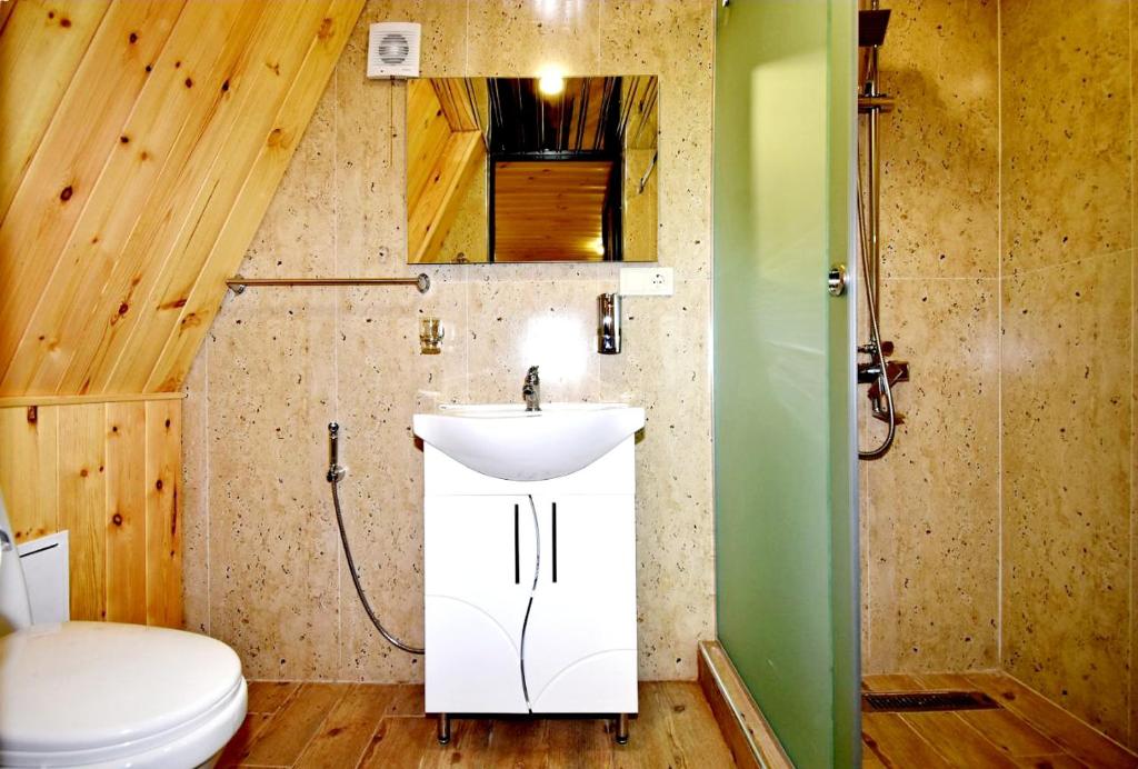 bagno con lavandino e servizi igienici di Wood Rest Tsaghkadzor a Tsaghkadzor