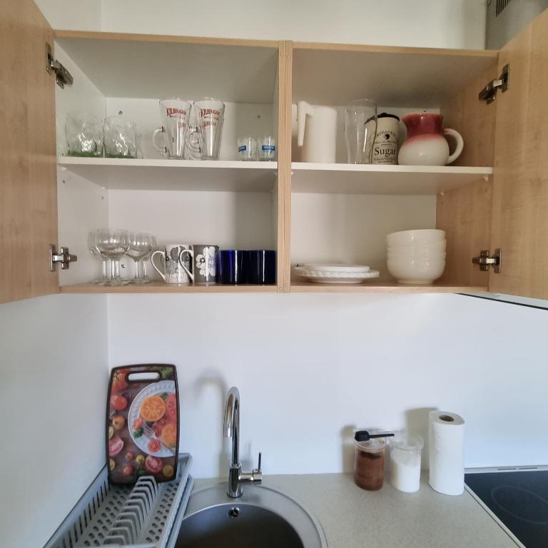 Kuchyň nebo kuchyňský kout v ubytování Juuli apartament