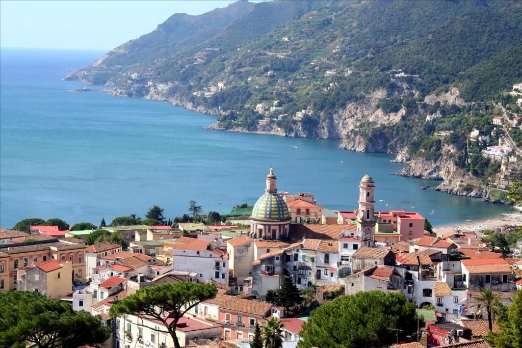 a view of a town in positano on the amalfi coast at A casa mia in Vietri sul Mare